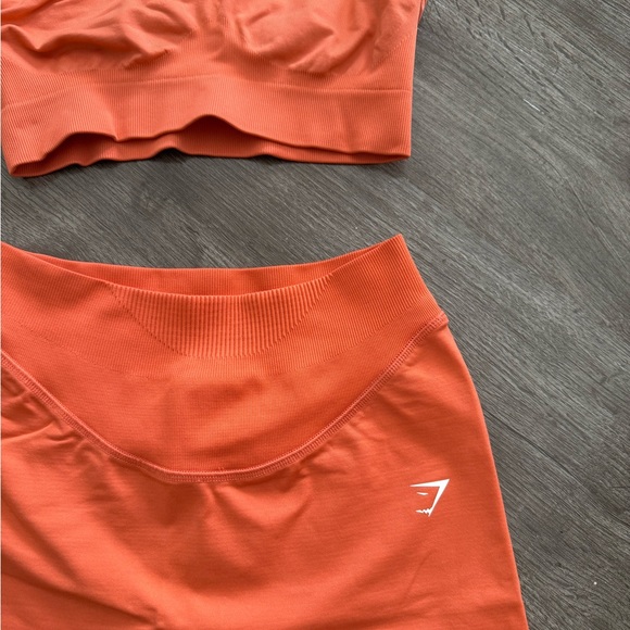 Gymshark Vibrant Orange Sports Bra and Shorts Set - Picture 2 of 5
